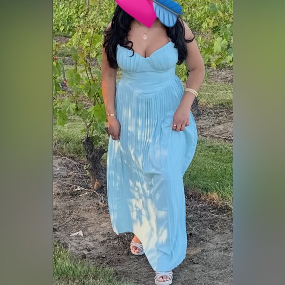 blue dress for baby girl House of CB Marcella Ocean Blue Maxi Dress Hire Melbourne main image 0